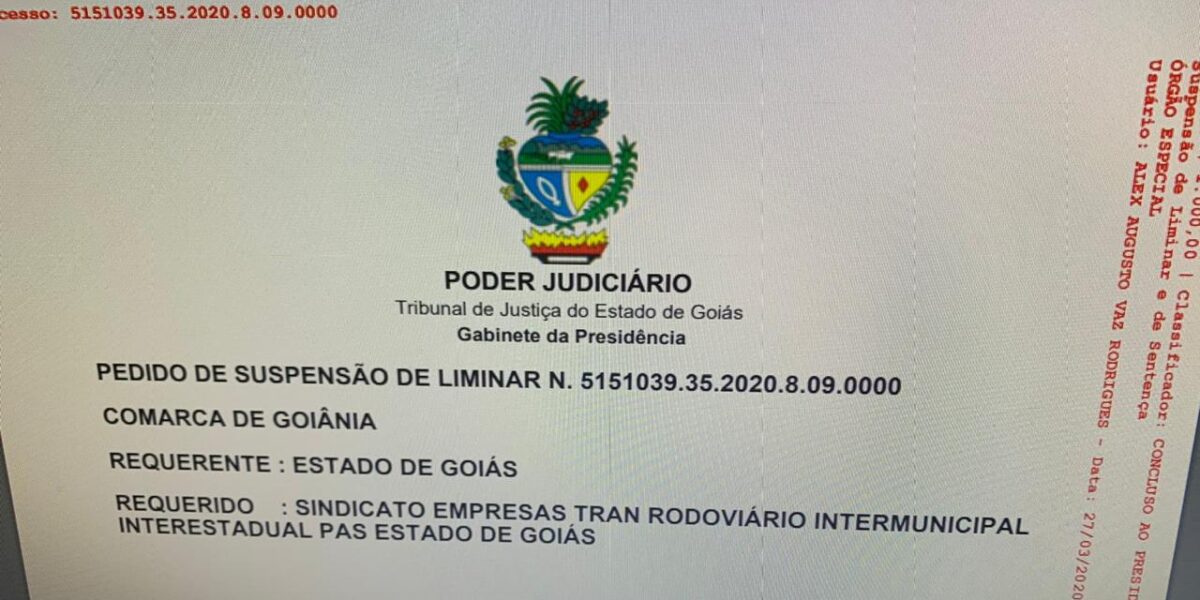 Justiça de Goiás suspende liminar que restabelecia transporte interestadual de passageiros